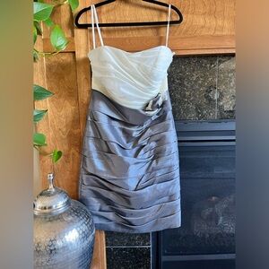 Women’s Tafata dress. Cream and silver. Size medium (10)